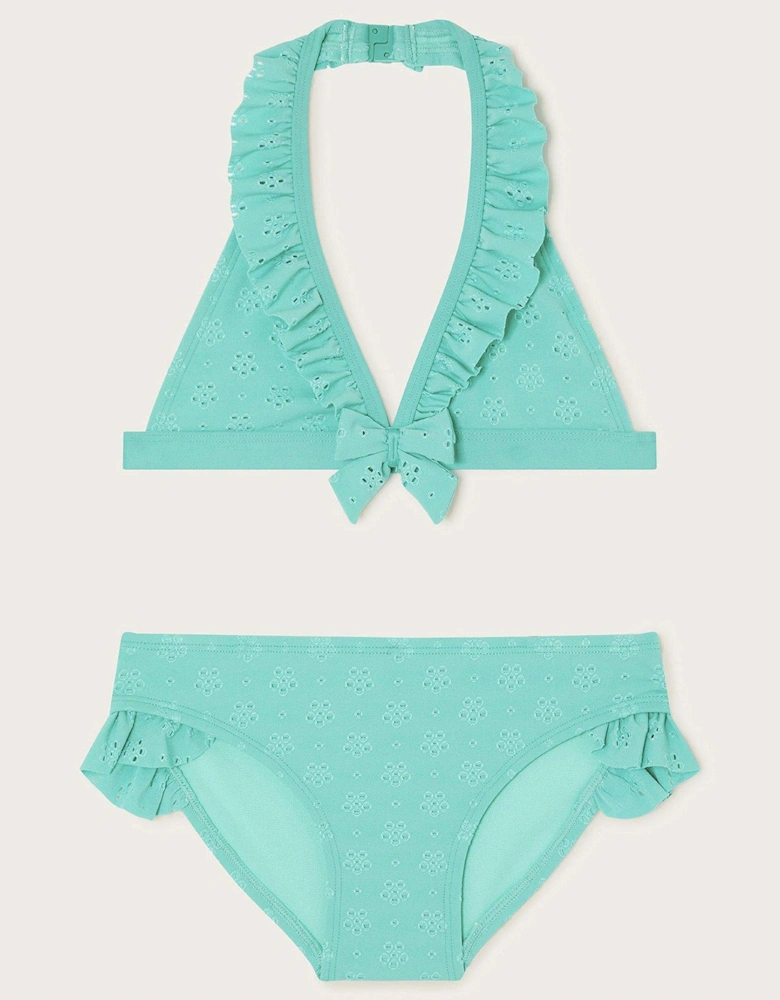 Girls Broderie Bikini - Turquoise