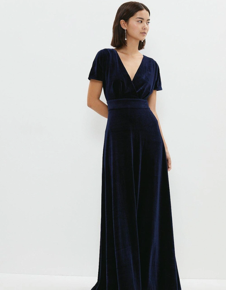 Petite V Neck Velvet Maxi Dress