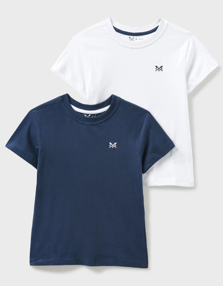 Kids Unisex 2 Pack Classic Short Sleeve T-shirts - Navy