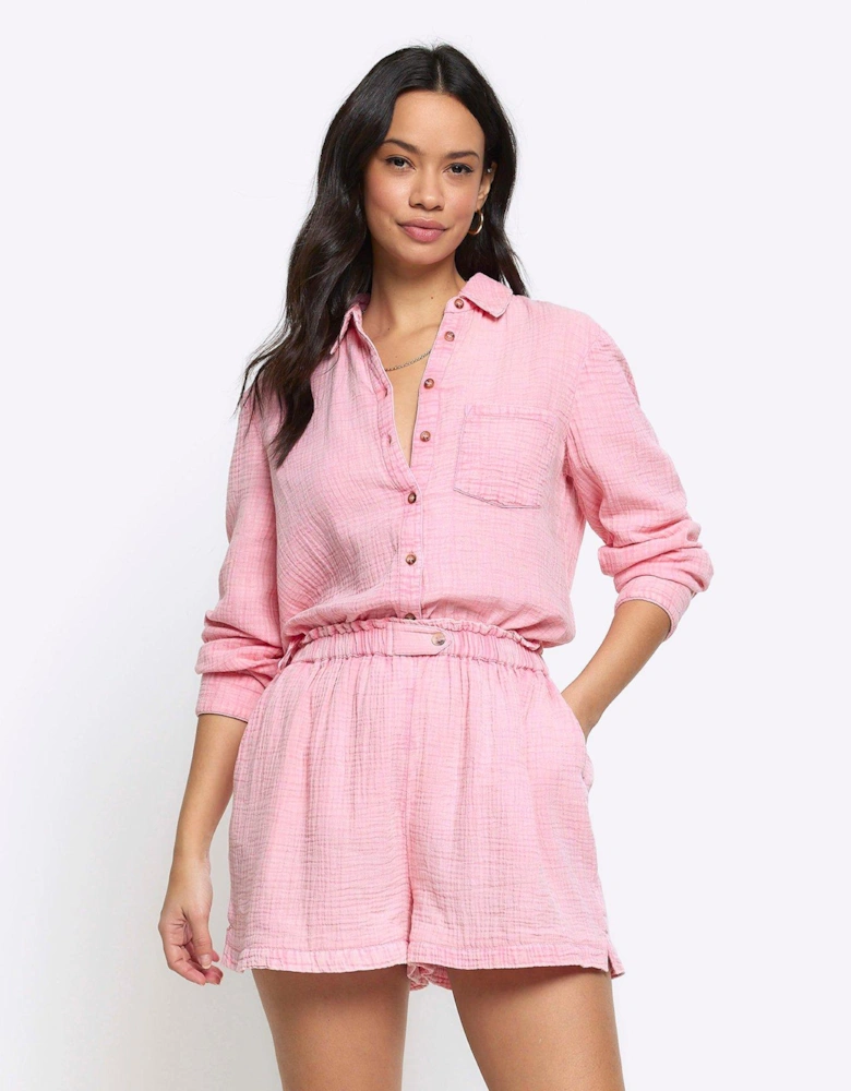 Textured Cotton Short - Light Pink