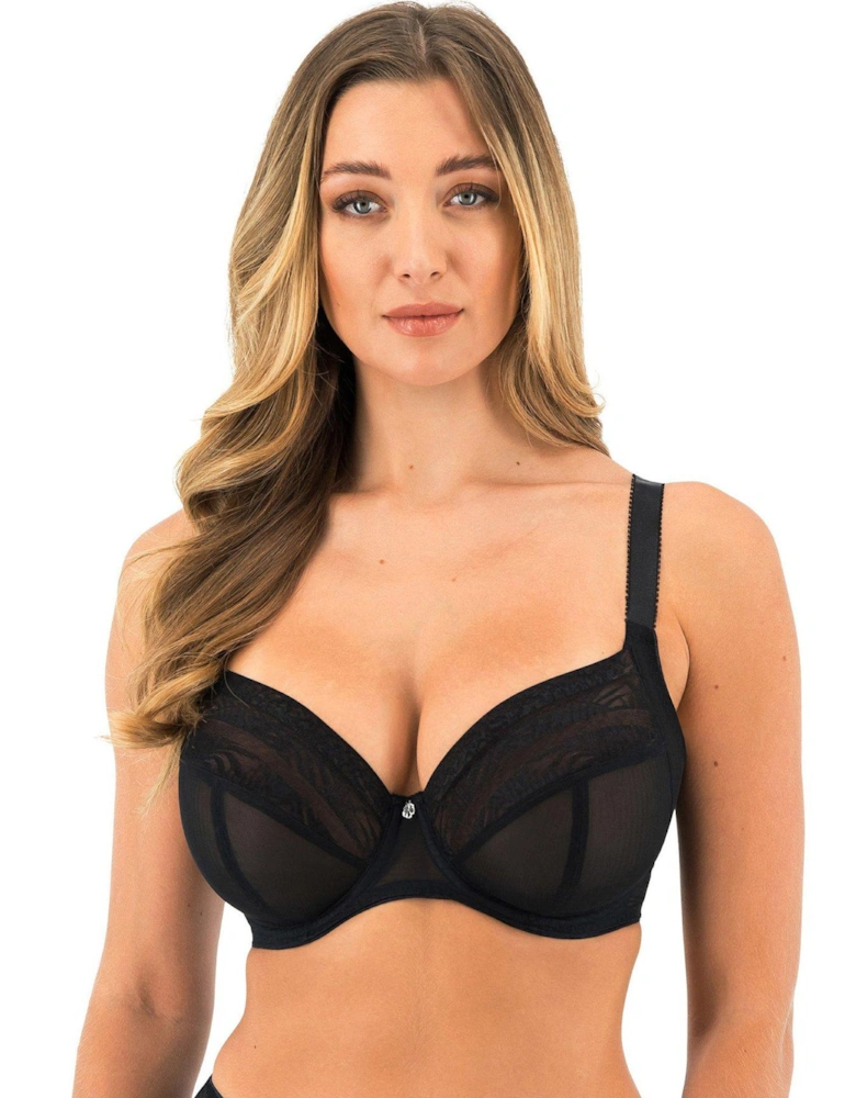 Devote Underwired Side Support Plunge Bra - Black