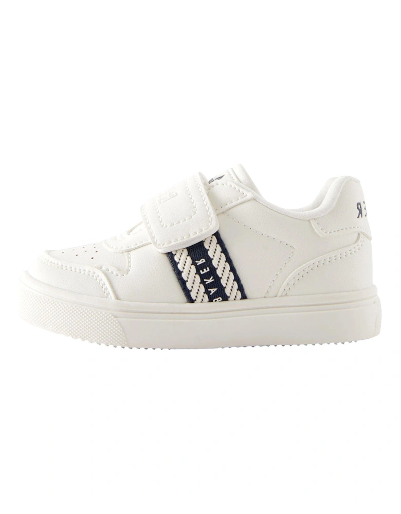 Younger Boys White Taped Trainer - White