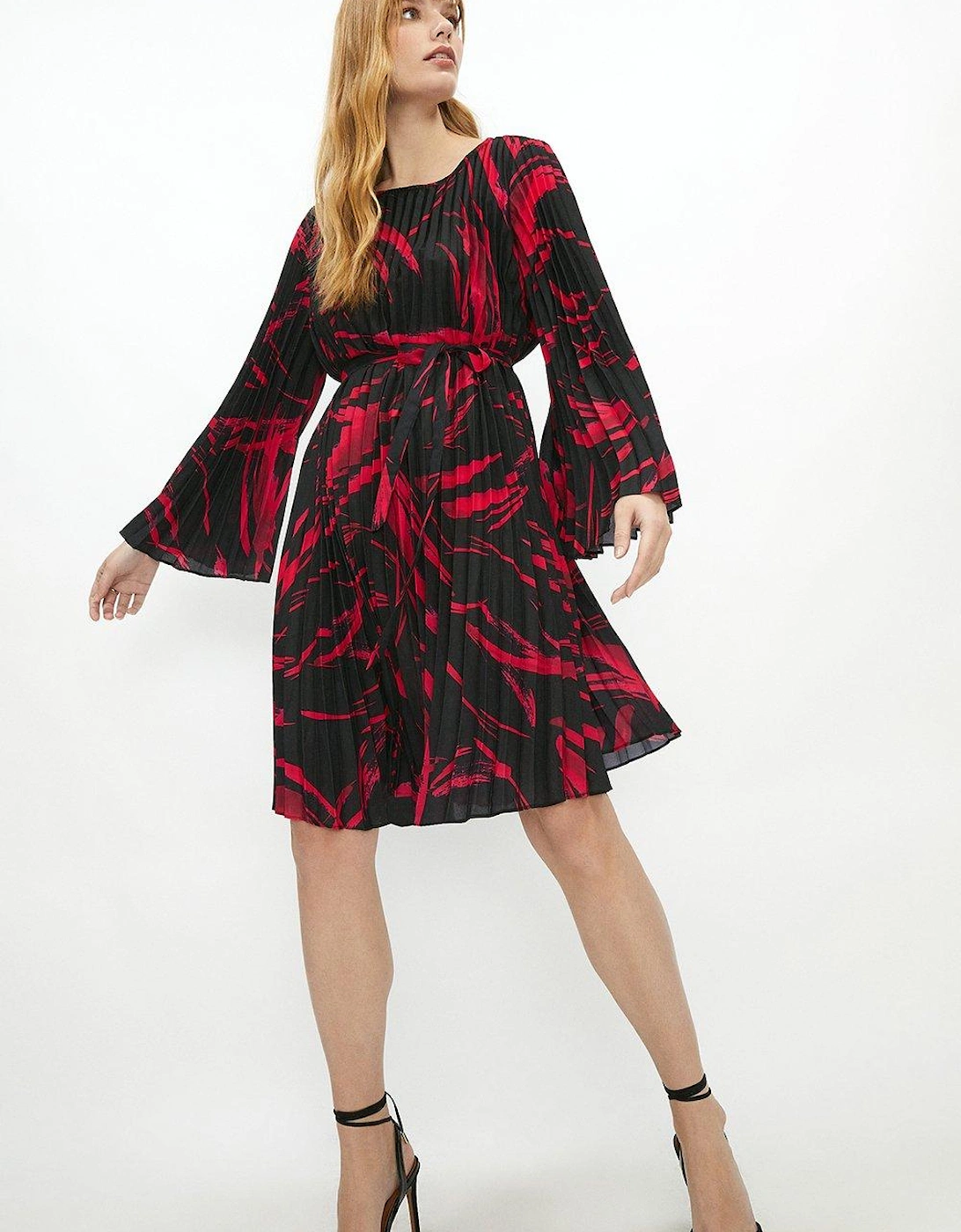 Printed Pleated Belted Dress, 6 of 5