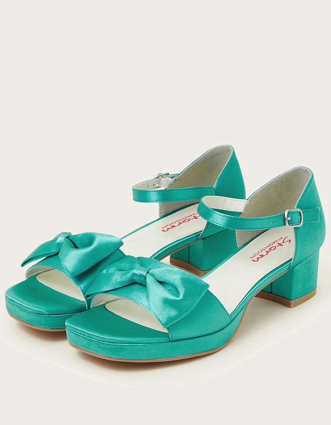 Girls Satin Platform Sandals - Pale Green, 2 of 1