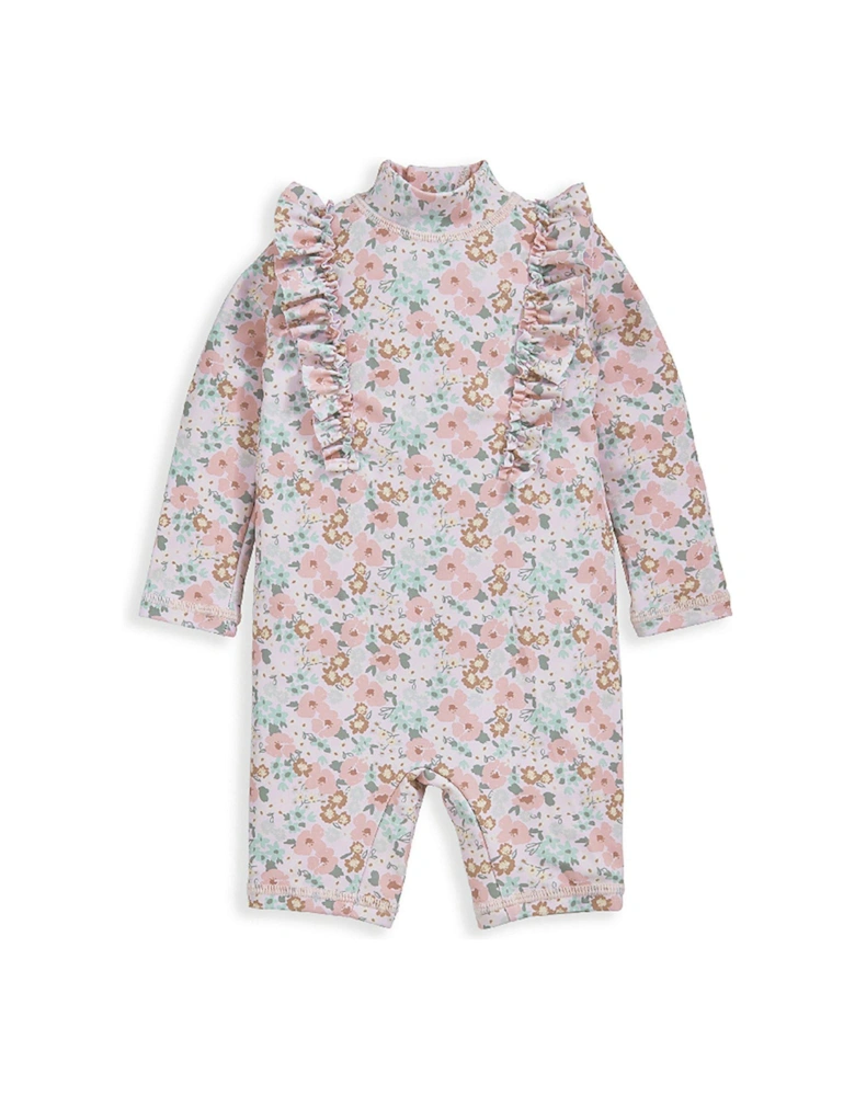 Baby Girls Short Sleeve Floral Rash Suit - Pink