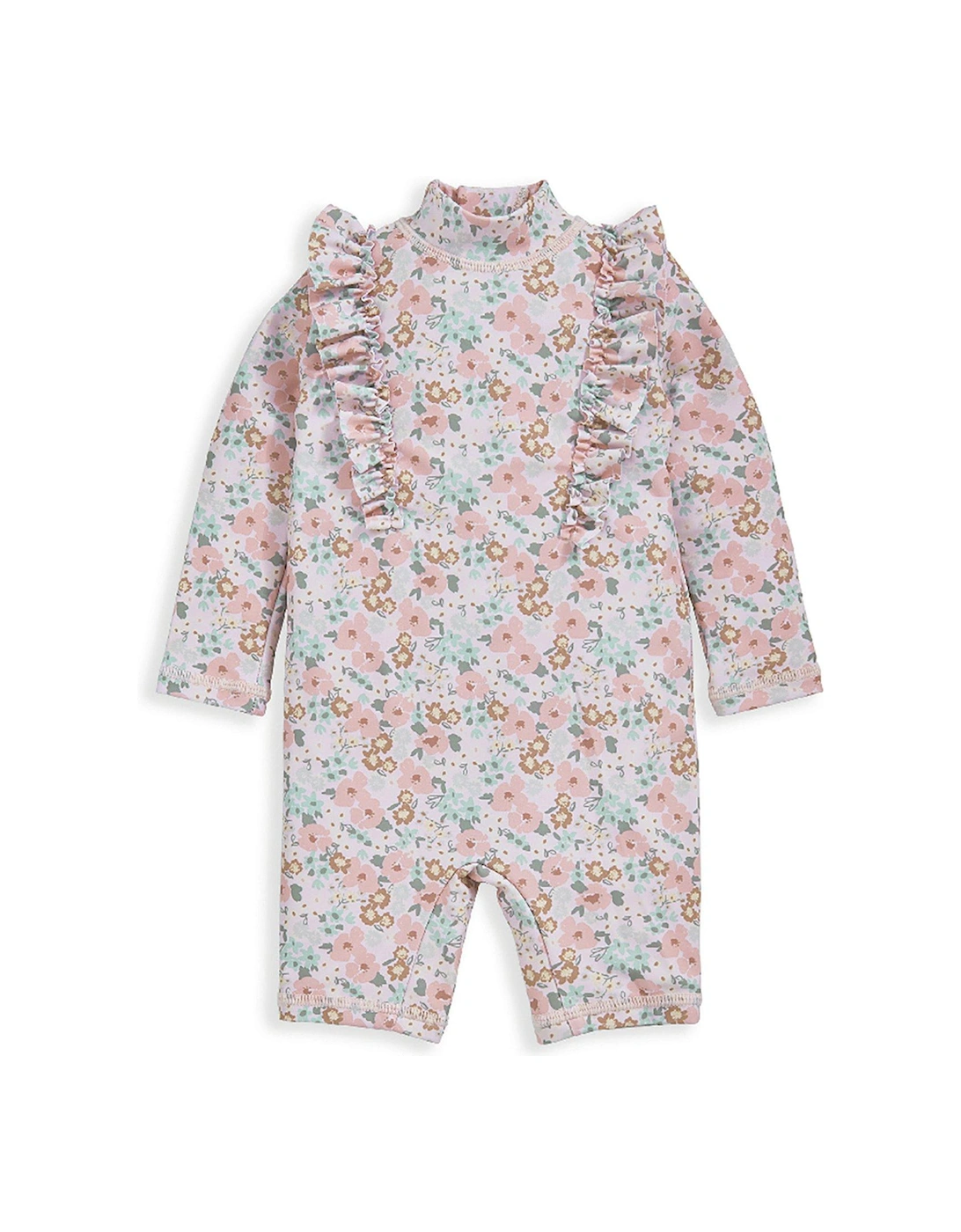 Baby Girls Short Sleeve Floral Rash Suit - Pink, 2 of 1