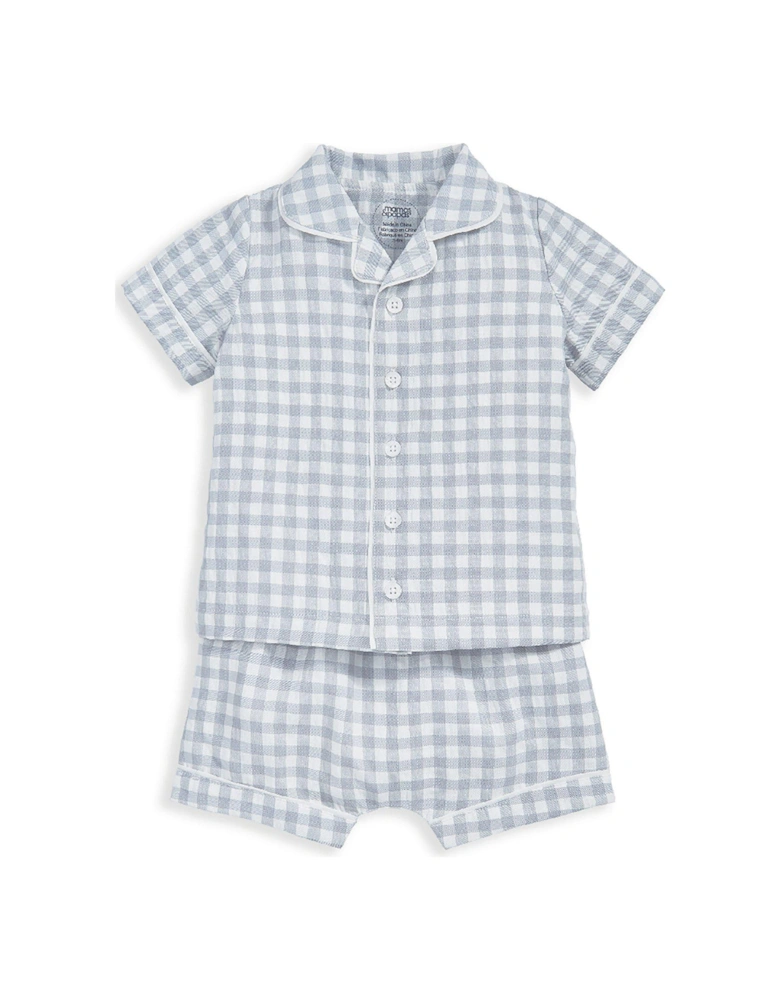 Baby Boys 2 Piece Gingham Short Pyjamas - Blue