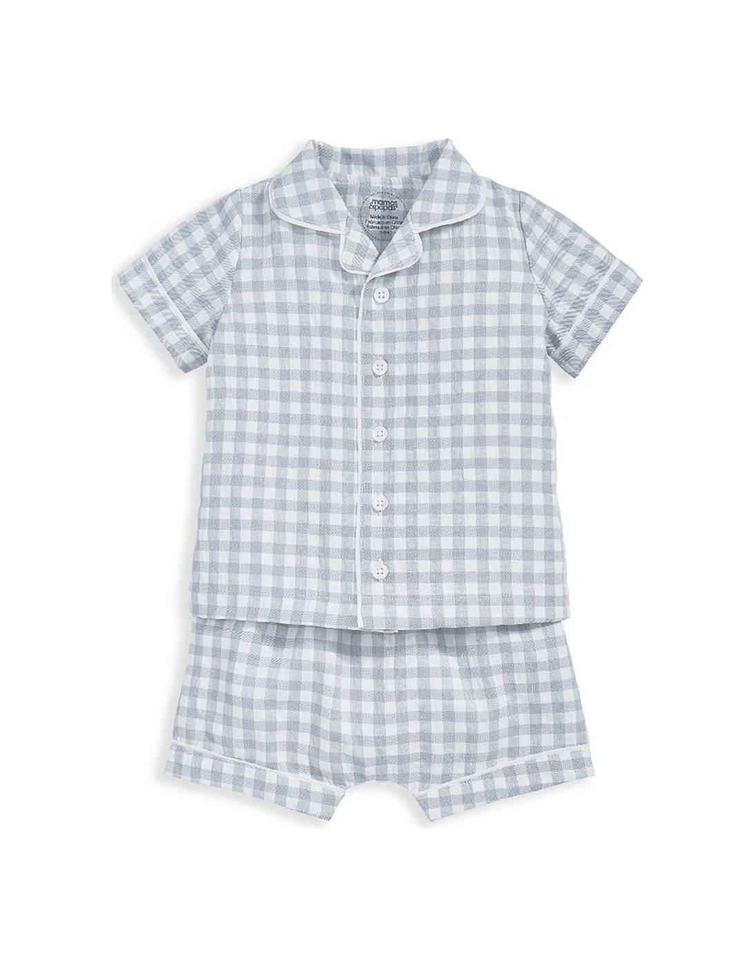 Baby Boys 2 Piece Gingham Short Pyjamas - Blue, 2 of 1