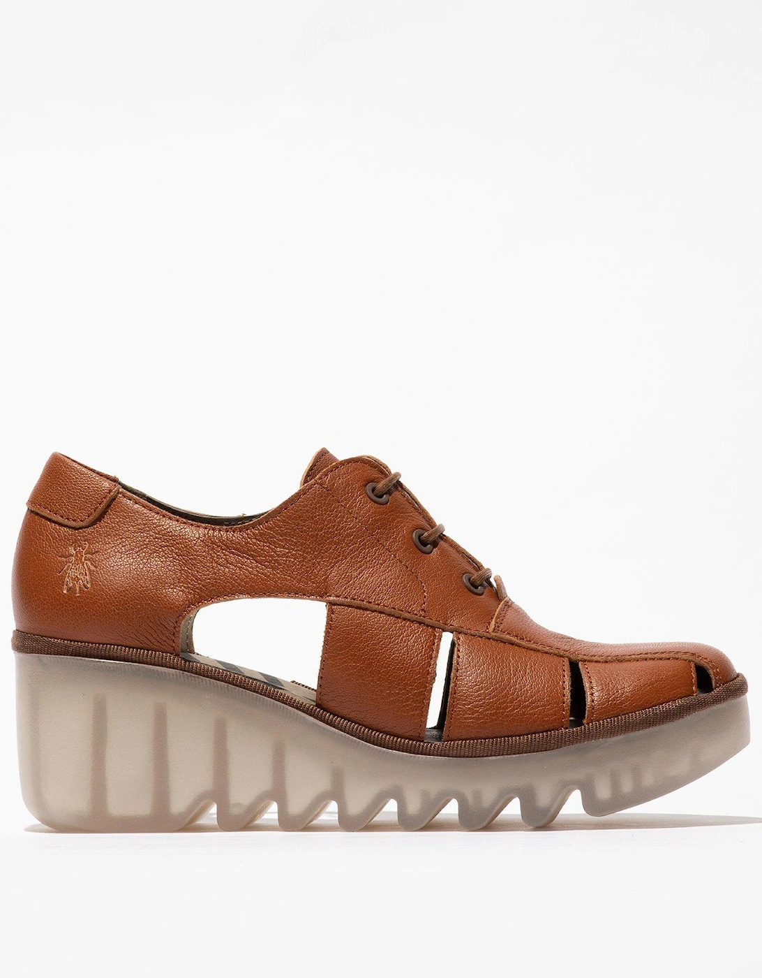 Bogi Lace Up Cut Out Wedged Shoes - Tan, 5 of 4