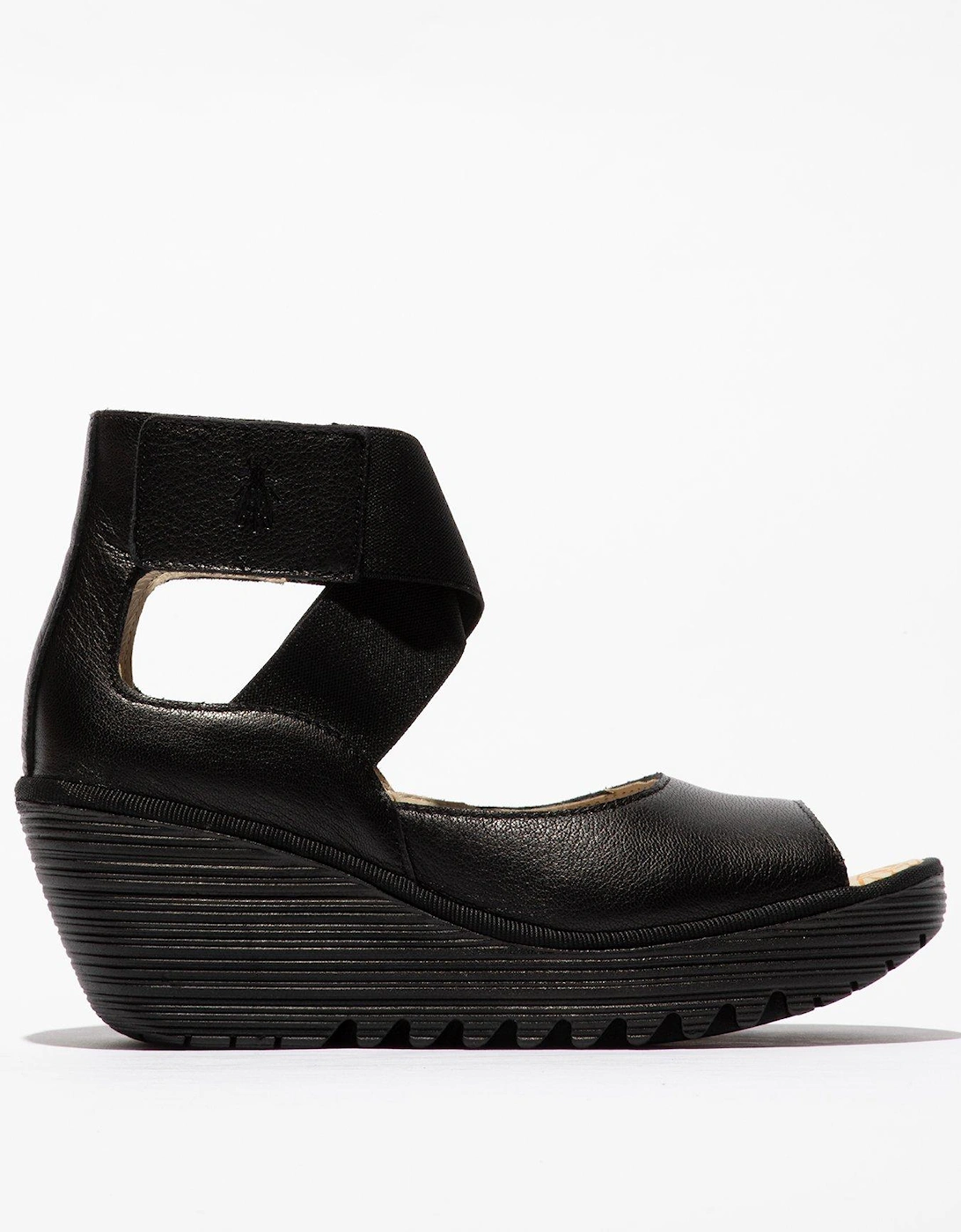 Yefi Peep Toe Wedged Ankle Strap Shoes - Black, 5 of 4