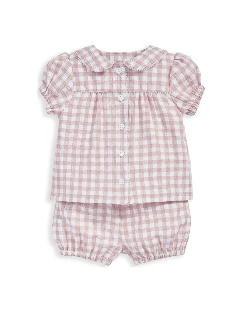Baby Girls 2 Piece Gingham Short Pyjamas - Pink