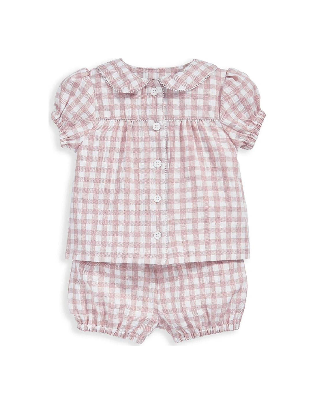 Baby Girls 2 Piece Gingham Short Pyjamas - Pink, 2 of 1