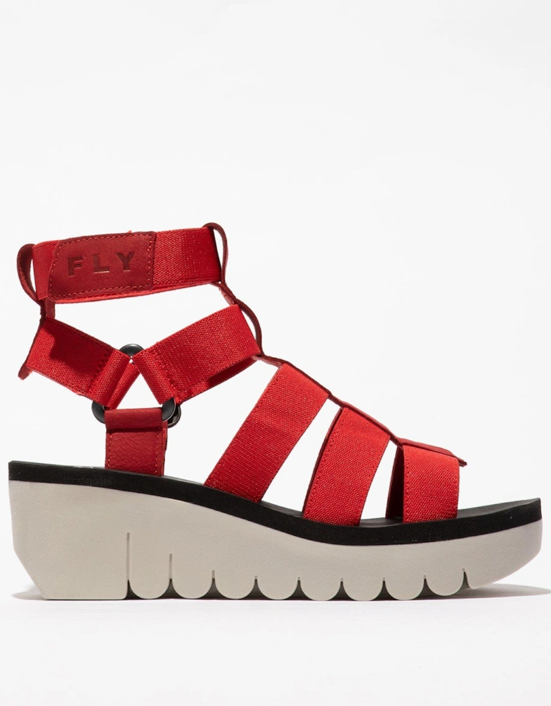 Yufi Gladiator Wedged Sandals - Lipstick Red