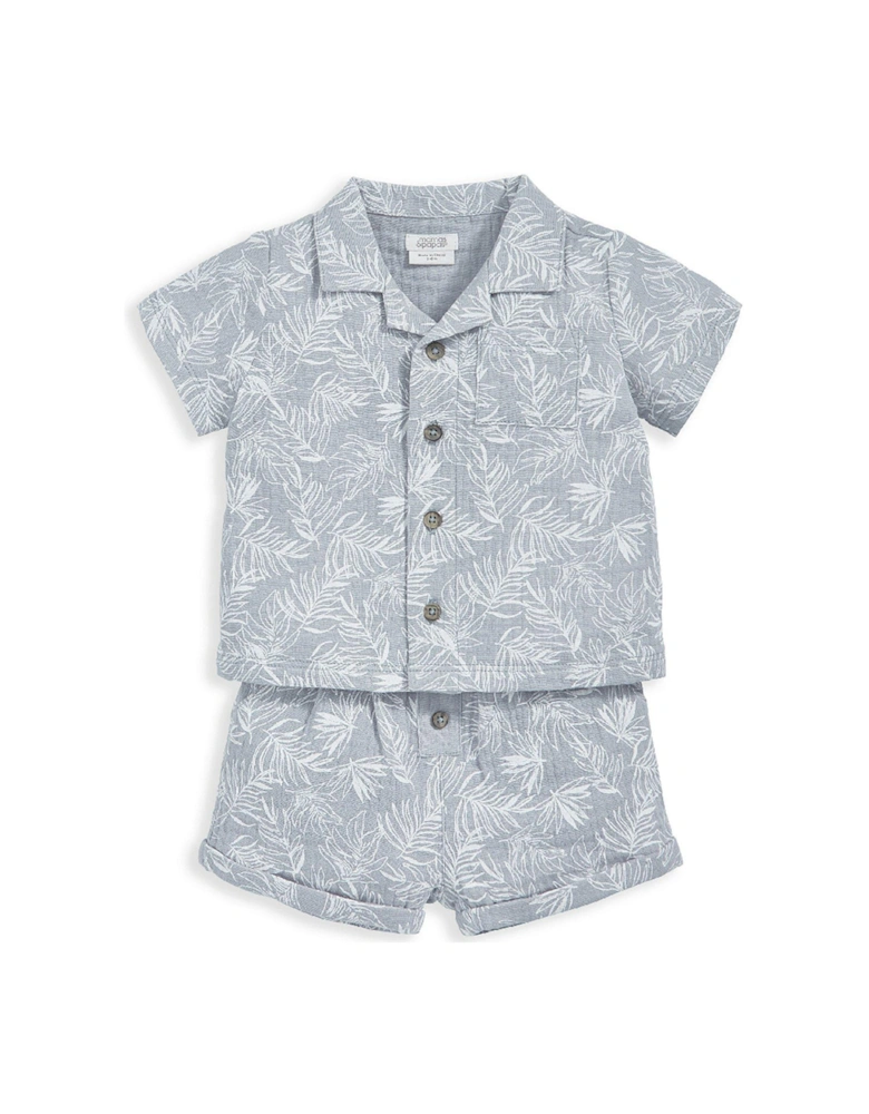 Baby Boys 2 Piece Palm Print Shirt & Shorts Set - Blue