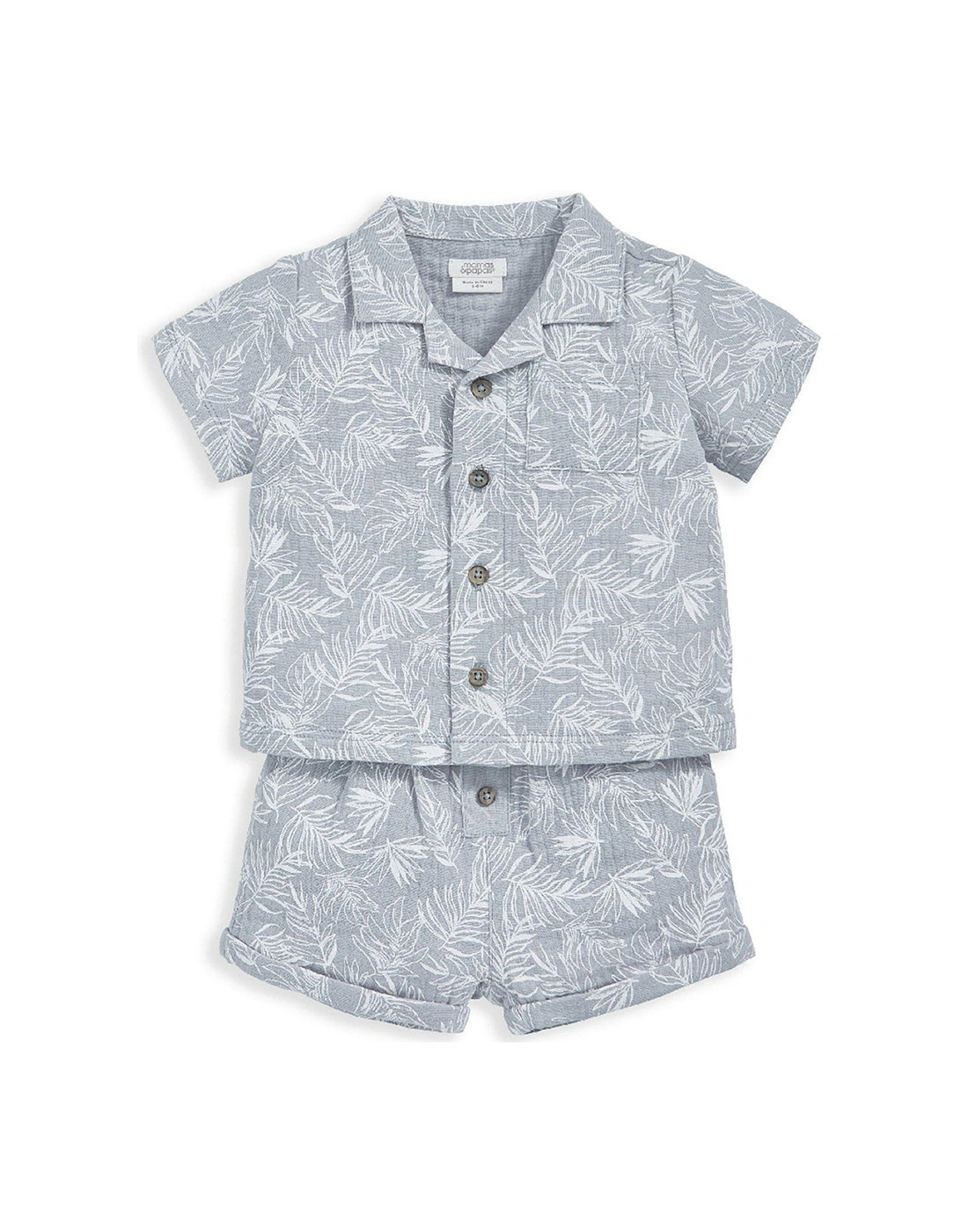 Baby Boys 2 Piece Palm Print Shirt & Shorts Set - Blue, 2 of 1