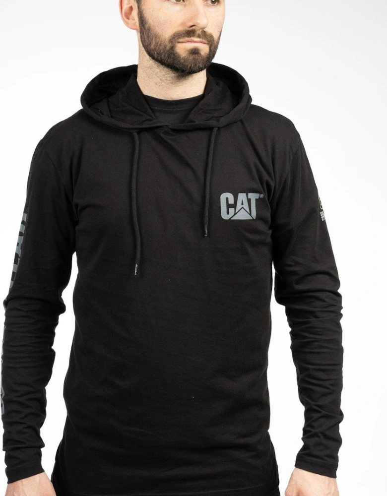 Hooded Long Sleeve Hooded T-shirt - Black