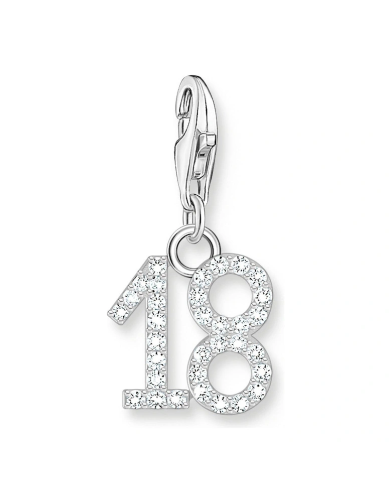 Charm Number 18 - 925 Silver and Zirconia