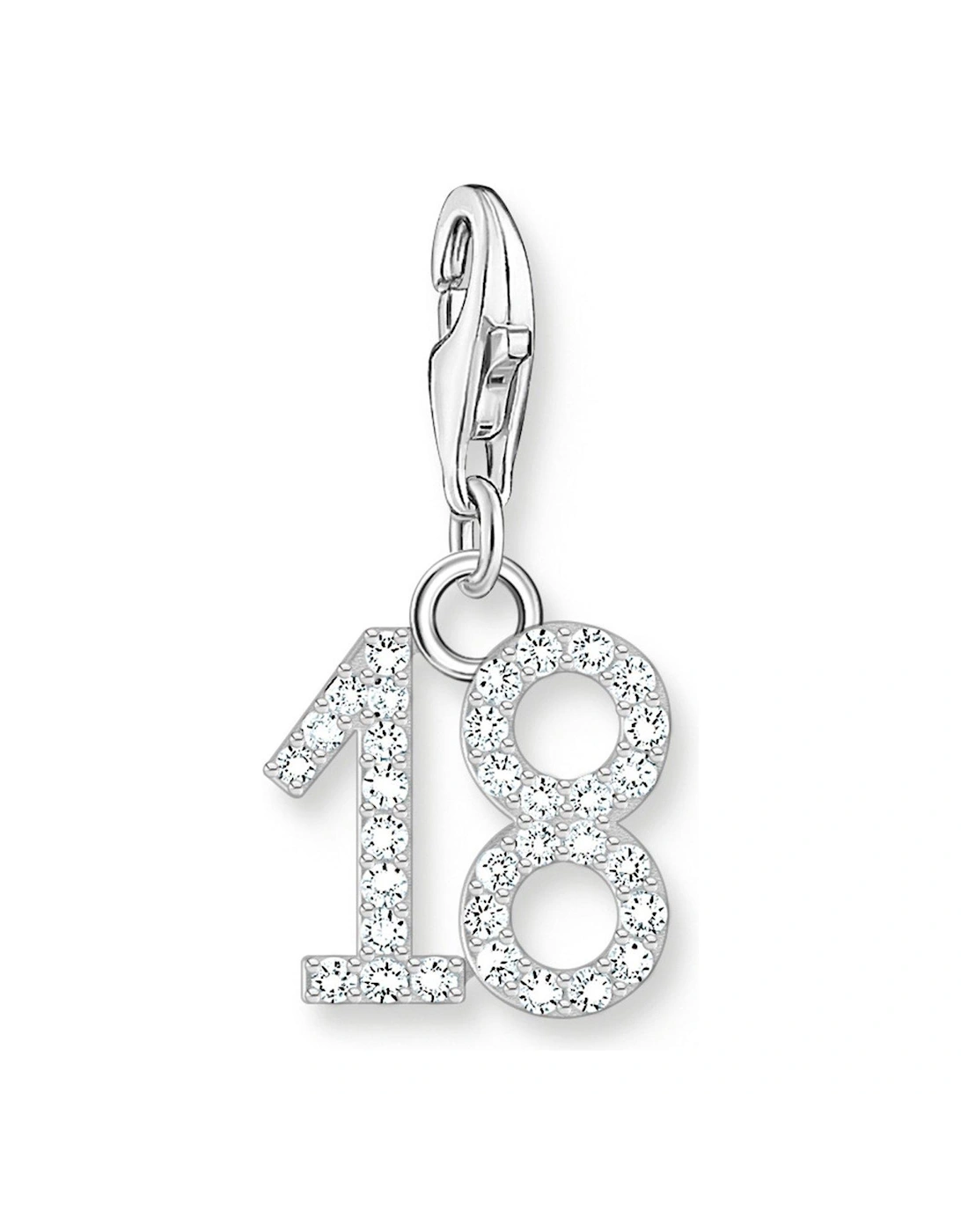 Charm Number 18 - 925 Silver and Zirconia, 2 of 1