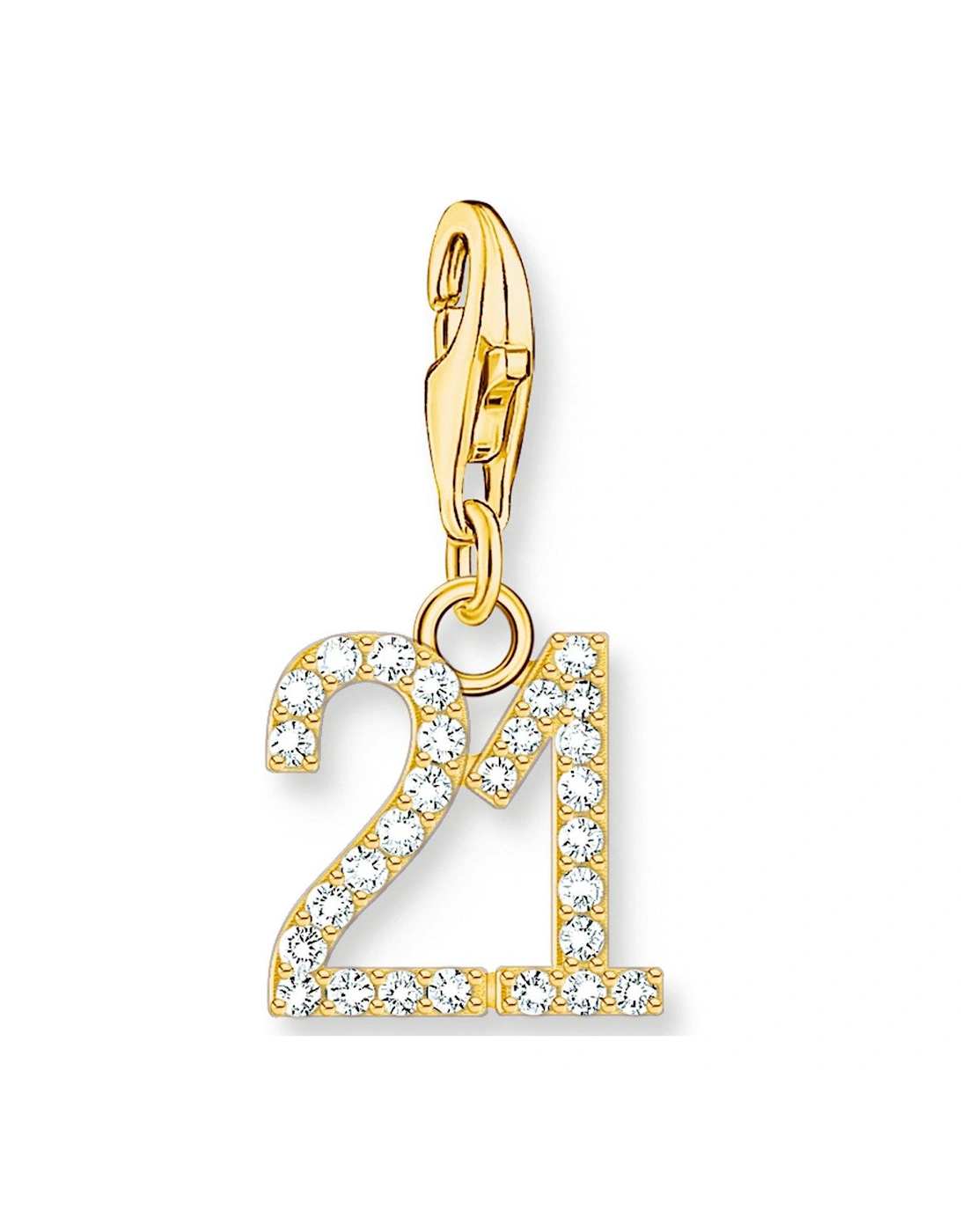 Charm Number 21 - 925 Silver, 750 Gold Plating & Hand-Set Zirconia, 2 of 1