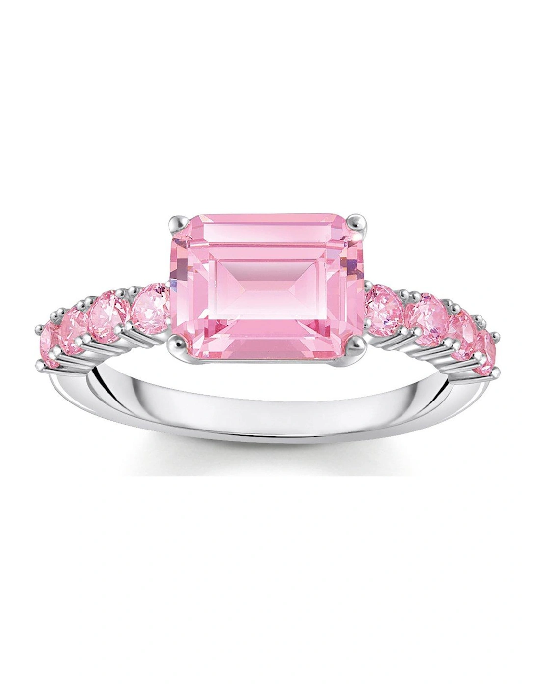 Heritage Glam Pink Solitaire Ring: 925 Silver and Pink Zirconia, 2 of 1