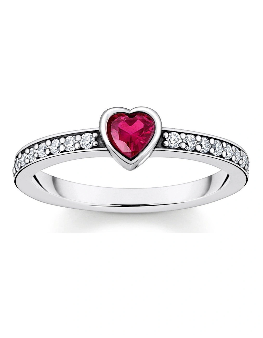 Solitaire Heart Ring: Sparkling romance with red heart-cut stone, white zirconia band, FOLLOW YOUR HEART engraving, 2 of 1