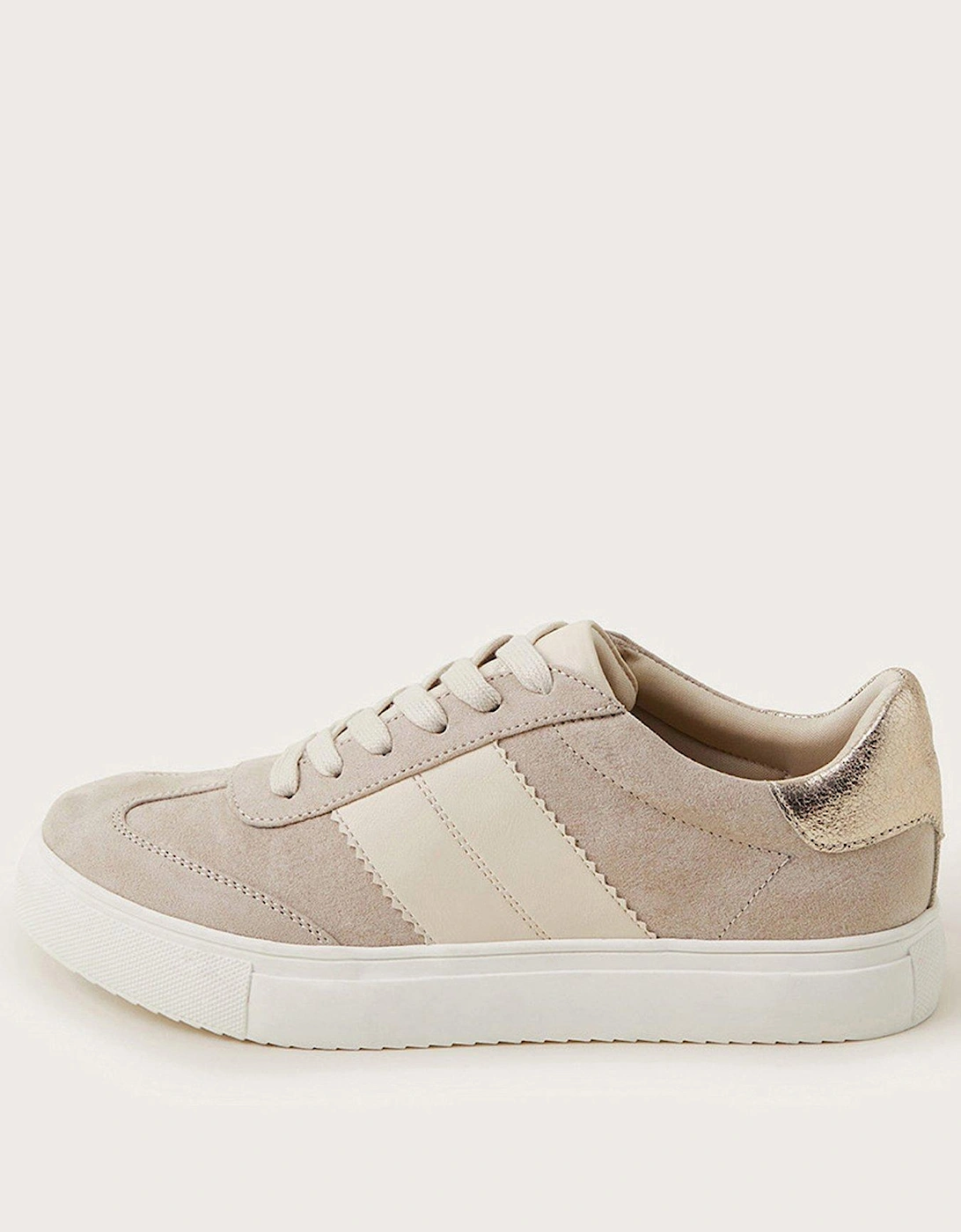 Faux Suede Trainers - Beige, 2 of 1