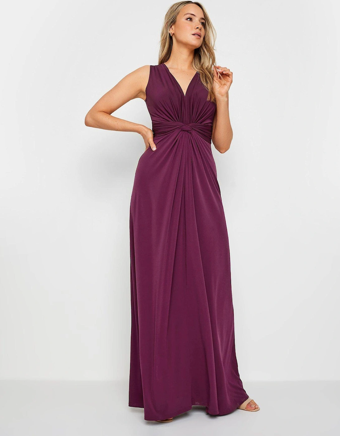 Tall Wine Knot Front Sleeveless Dress, 2 of 1