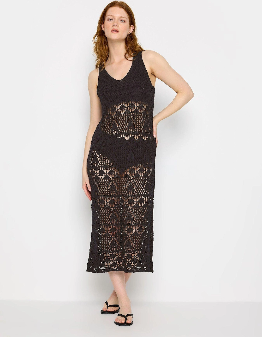Tall Black Sleeveless Crochet Dress, 2 of 1