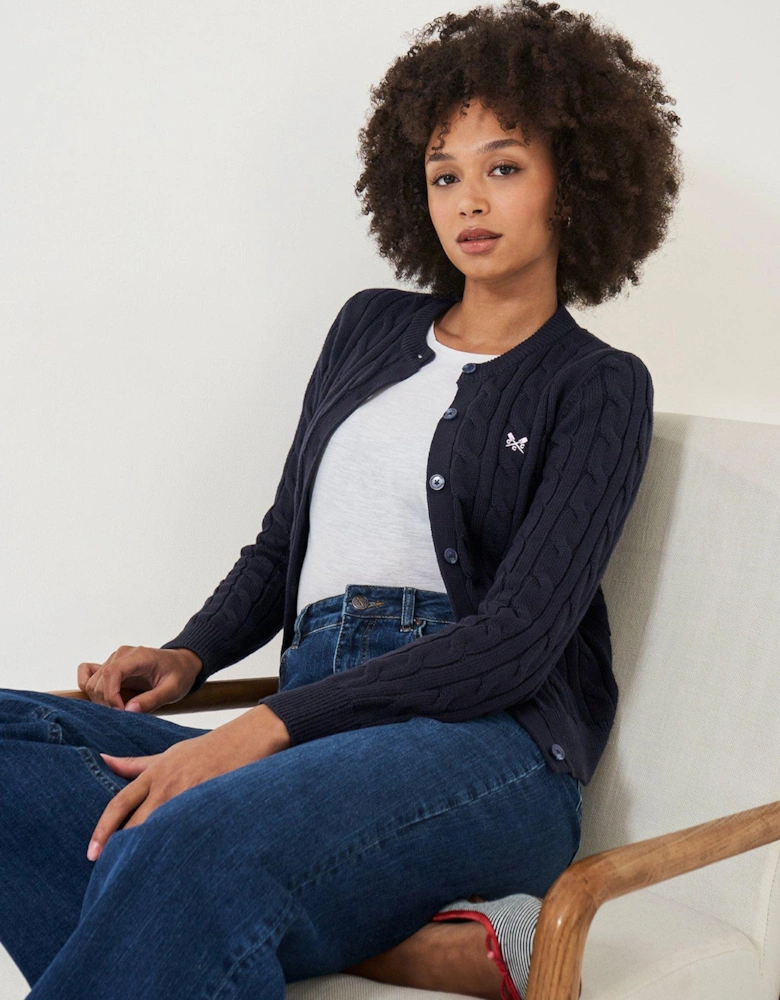 Summer Heritage Cable Knit Cardigan - Navy