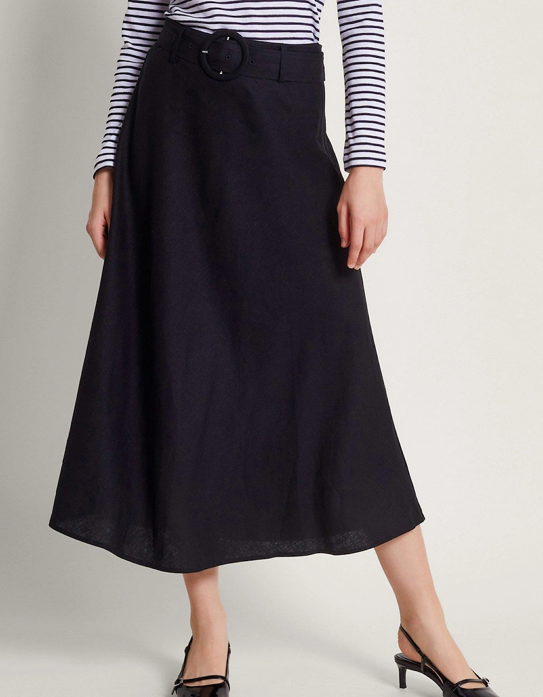 Olive Belted Midi Skirt Black, 2 of 1