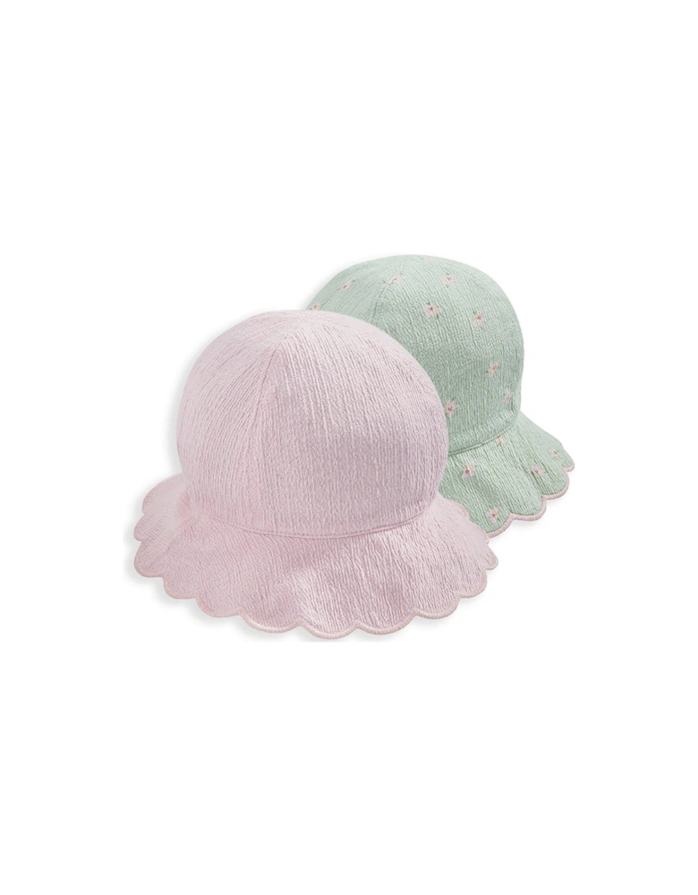Baby Girls Hibiscus Reversible Hat - Green
