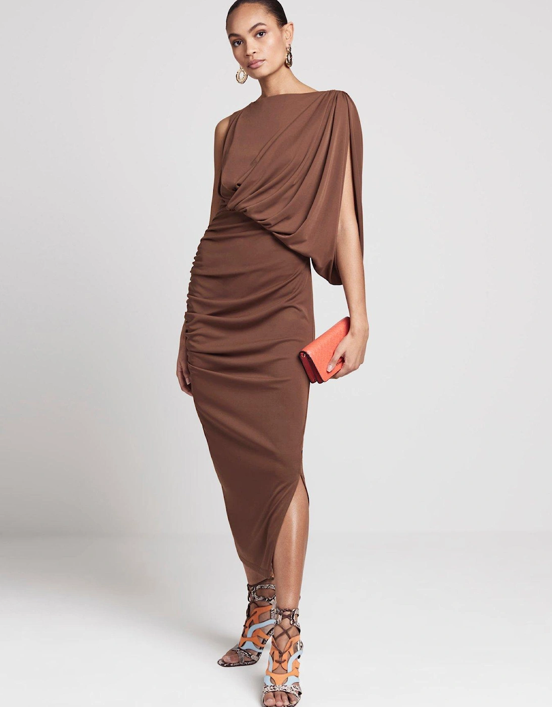 Drape Jersey Dress - Dark Brown, 5 of 4