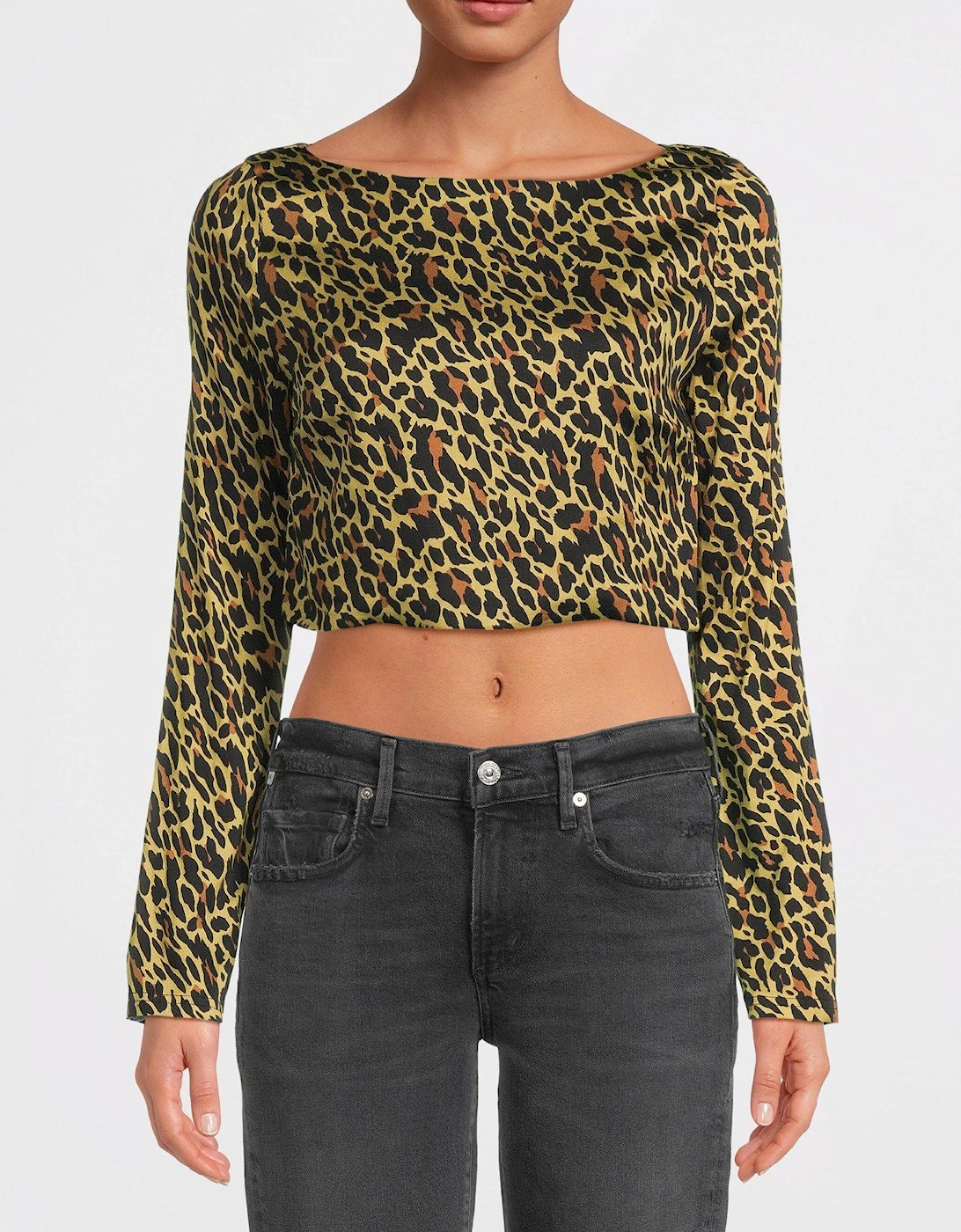 Morgan Long Sleeve Leopard Cropped Top, 7 of 6