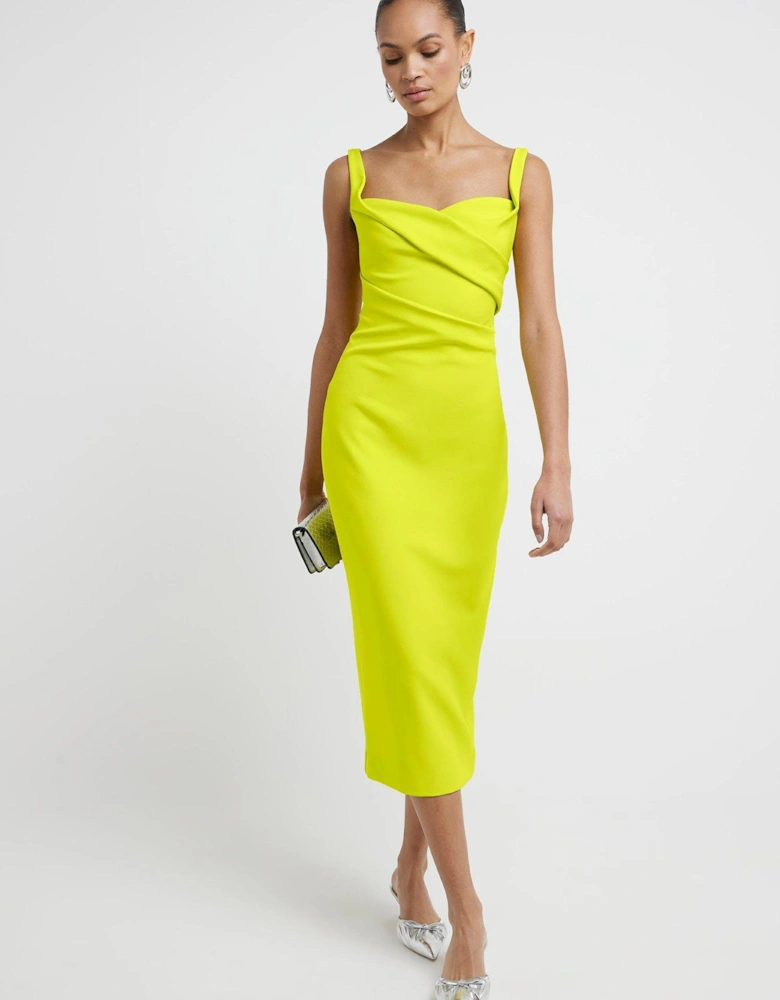 Ruched Bodycon Dress - Lime