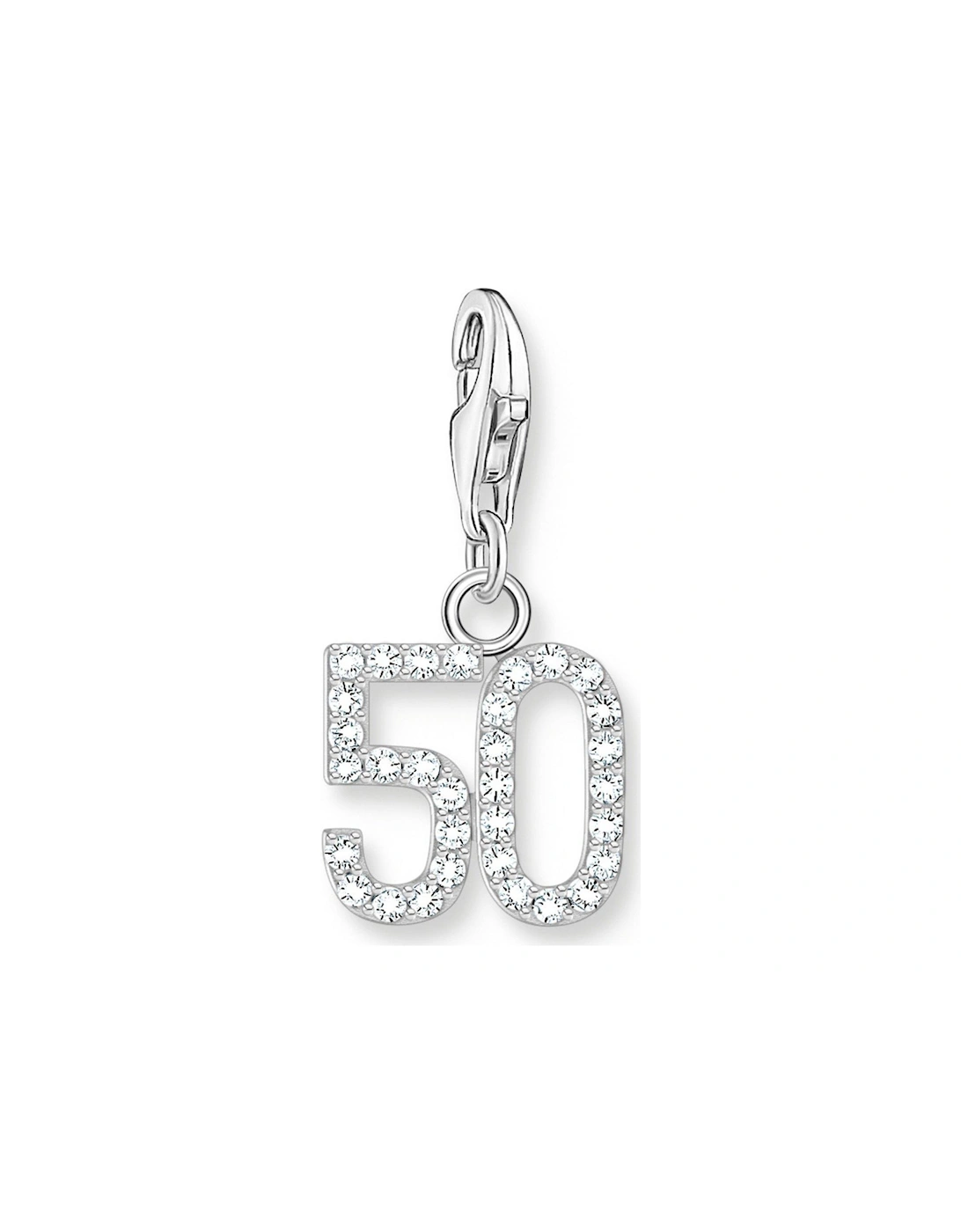 Charm Number 50 - 925 Silver and Zirconia, 2 of 1