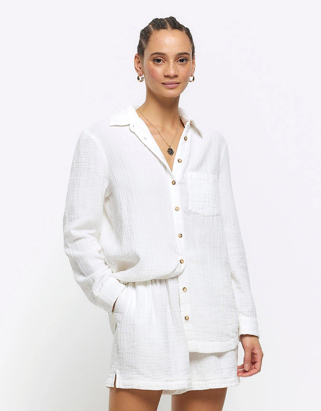 Textured Cotton Shirt - White, 6 of 5
