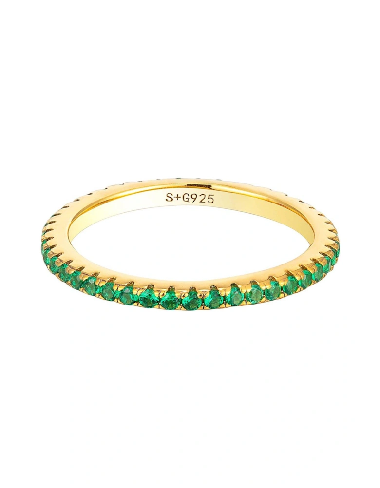 18ct Gold Plated Sterling Silver Emerald Eternity Ring