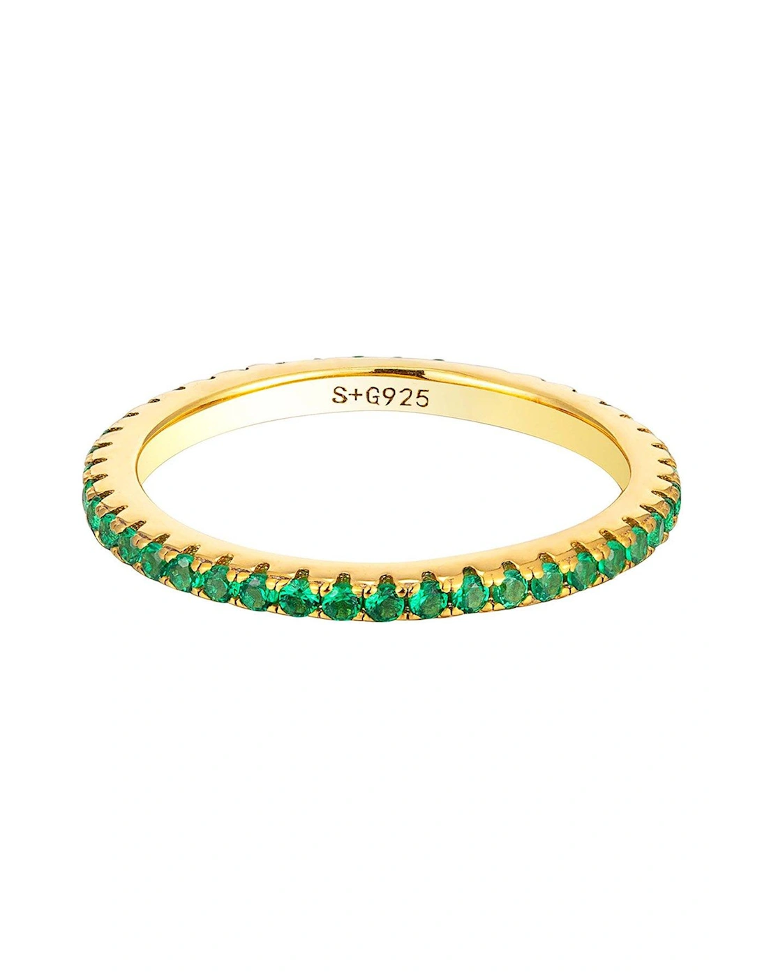 18ct Gold Plated Sterling Silver Emerald Eternity Ring, 2 of 1