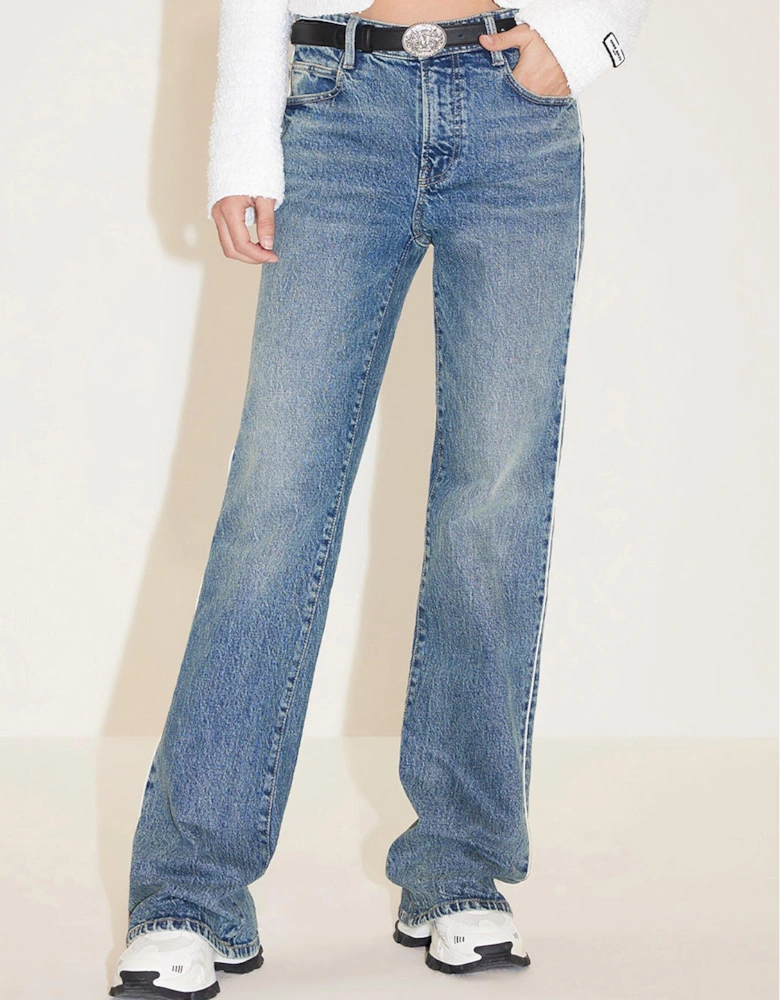 Five Pocket Wide Leg Jeans -middle Blue