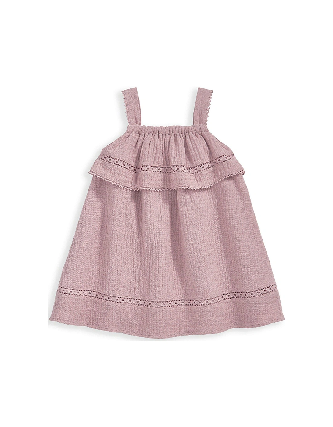 Baby Girls Lace Trim Dress - Pink, 2 of 1