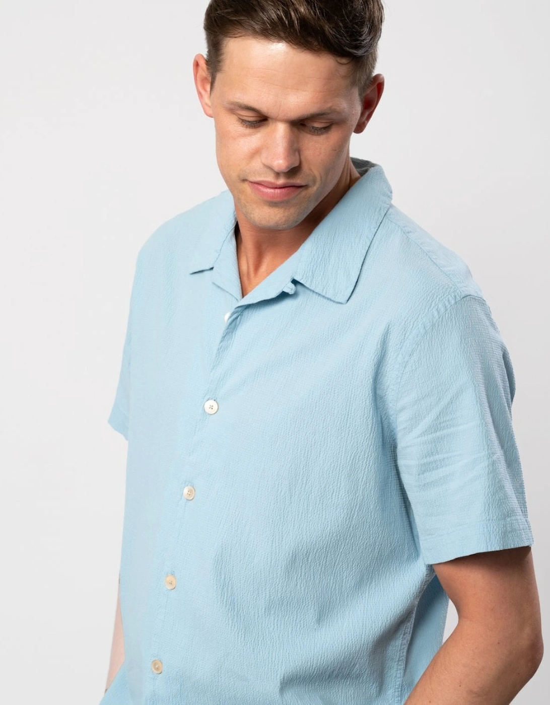PS Mens Regular Fit Short Sleeve Seersucker Shirt