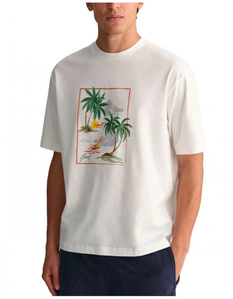 Hawaii Printed Graphic Tshirt Eggshell