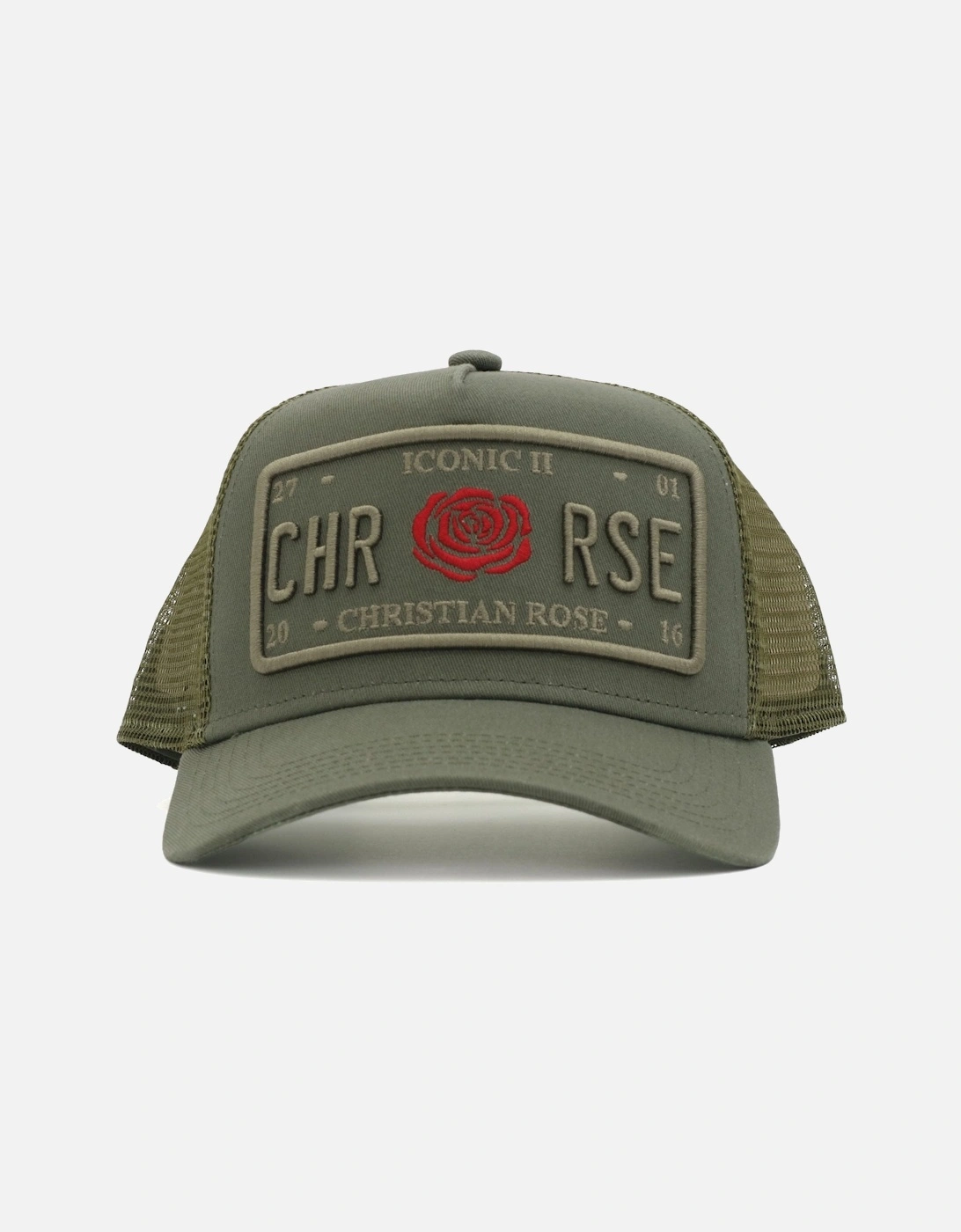 Iconic Red Rose Olive Trucker Cap, 4 of 3