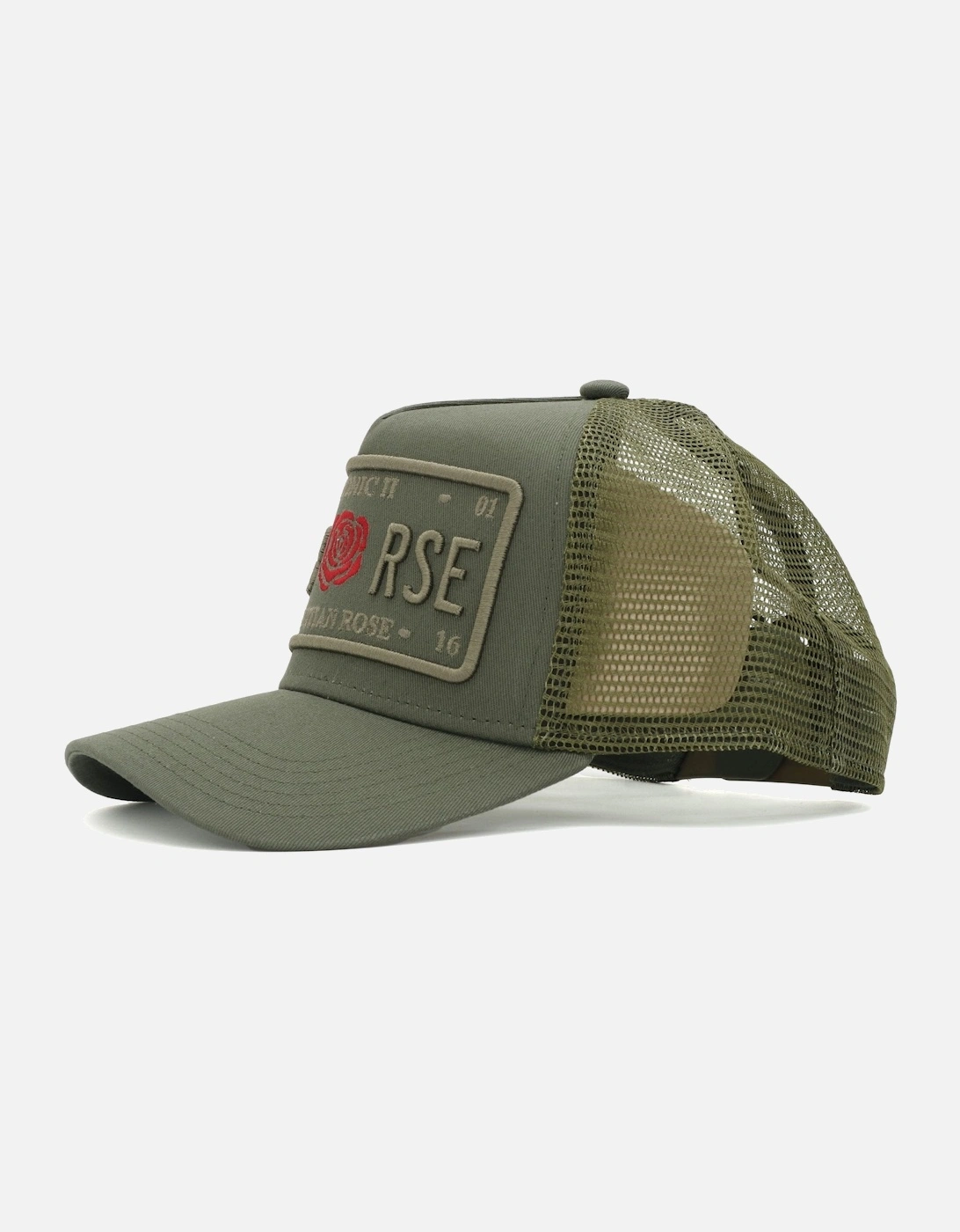 Iconic Red Rose Olive Trucker Cap