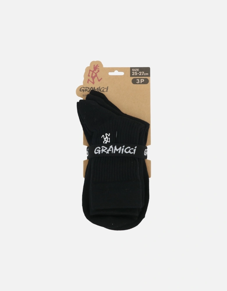 3Pack Basic Crew Black Socks