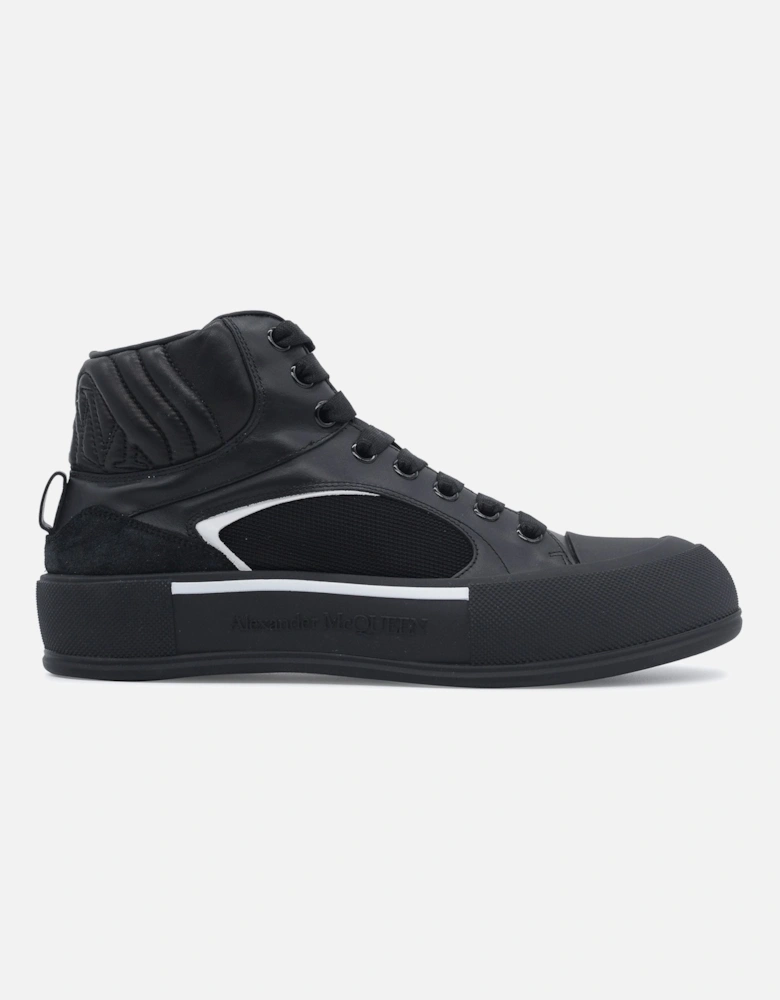 Mid Top Leather Sneakers Black