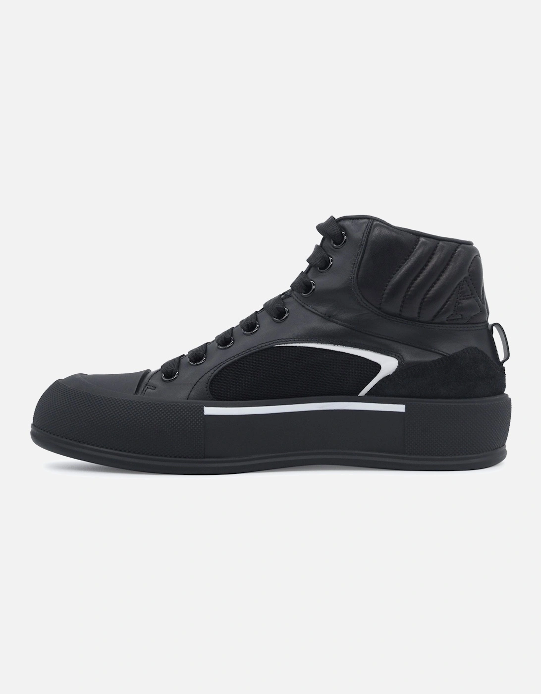Mid Top Leather Sneakers Black