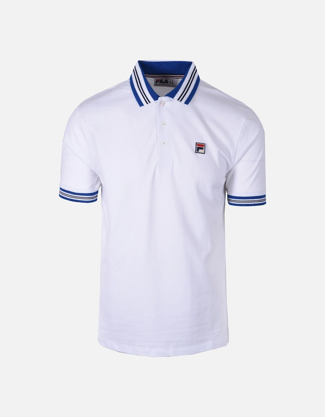 Vintage Faraz Tipped Rib Polo Shirt White/Surf The Web/Navy, 4 of 3