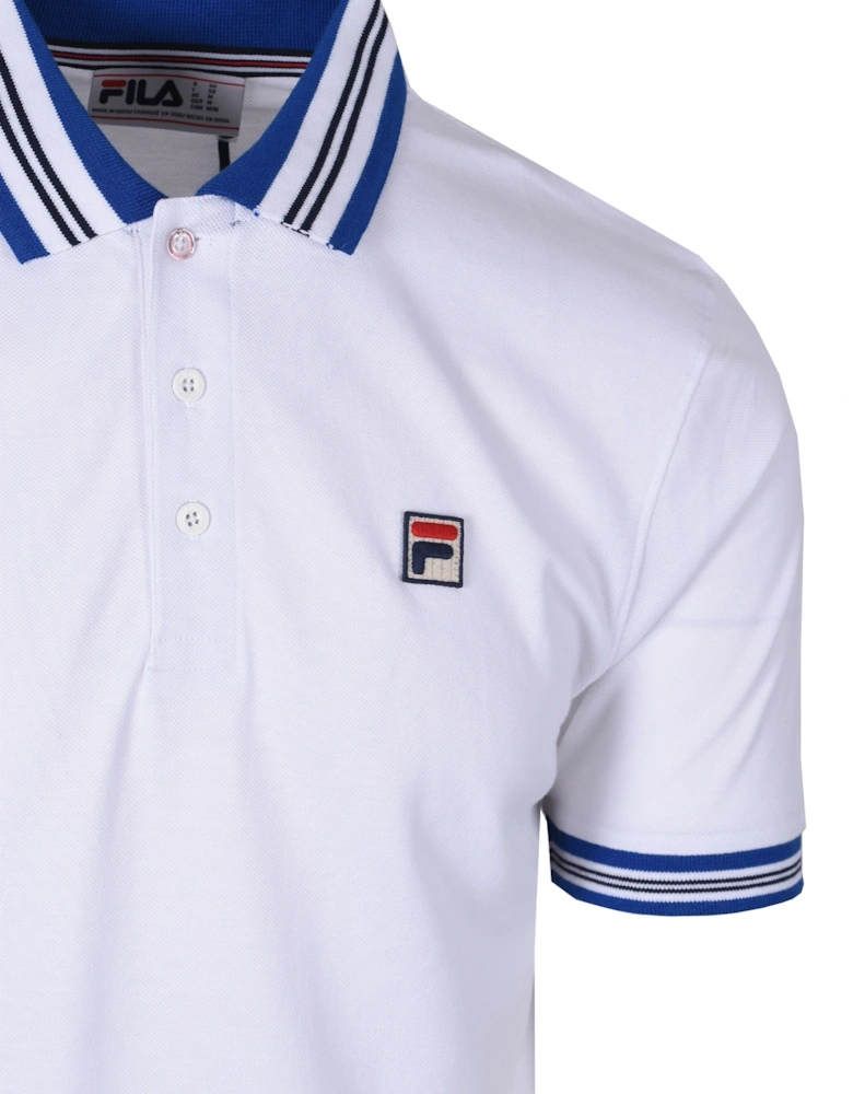 Vintage Faraz Tipped Rib Polo Shirt White/Surf The Web/Navy