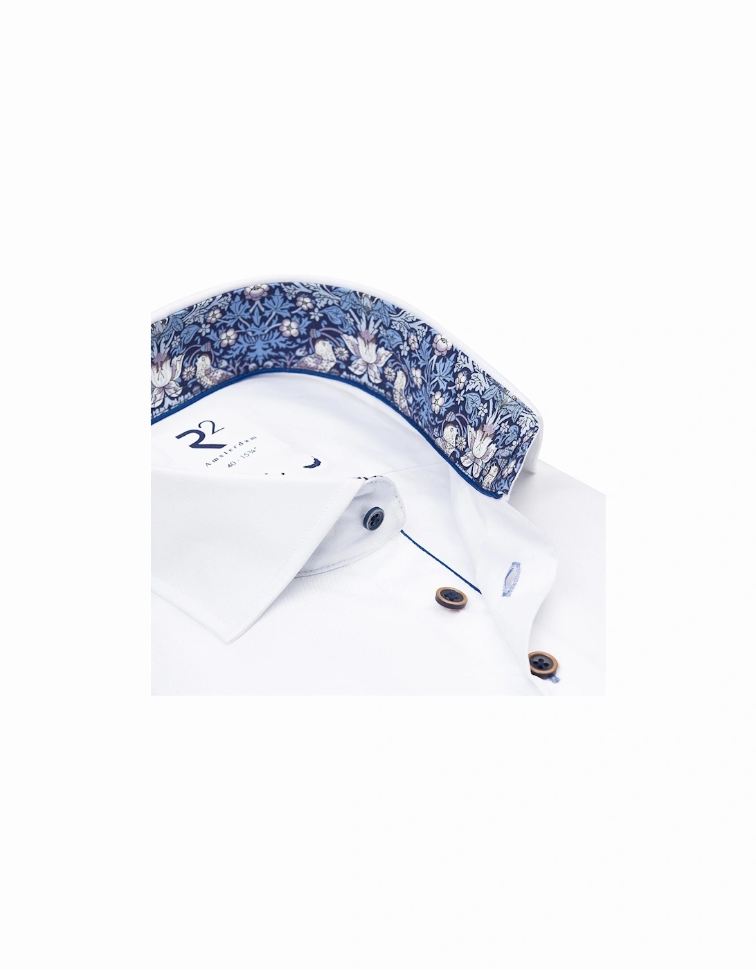 Liberty Print Cut Away Collar Shirt White